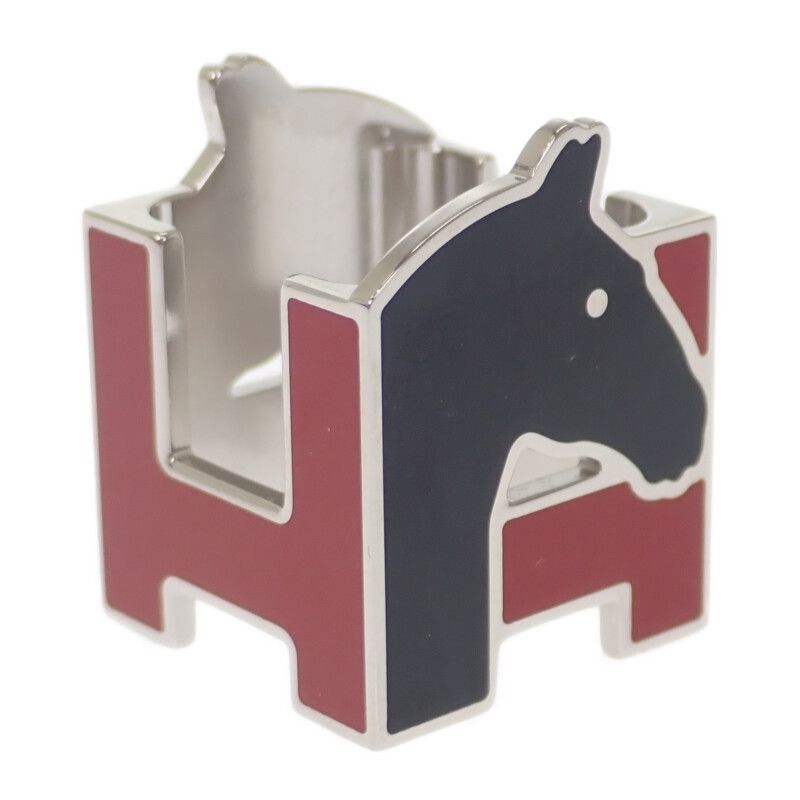 Hermes H Cheval S 01 Scarf Ring Clip Metal Red Black — view 2