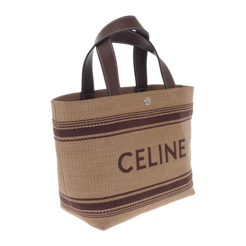 Celine Mini Cabas Tote fry.02 nu 2-Way Bag Leather Raffia Brown — view 2