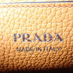 Prada Vittero Dino Soft 1 Bh192 Shoulder Bag Leather Orange Silver Hardware — view 9