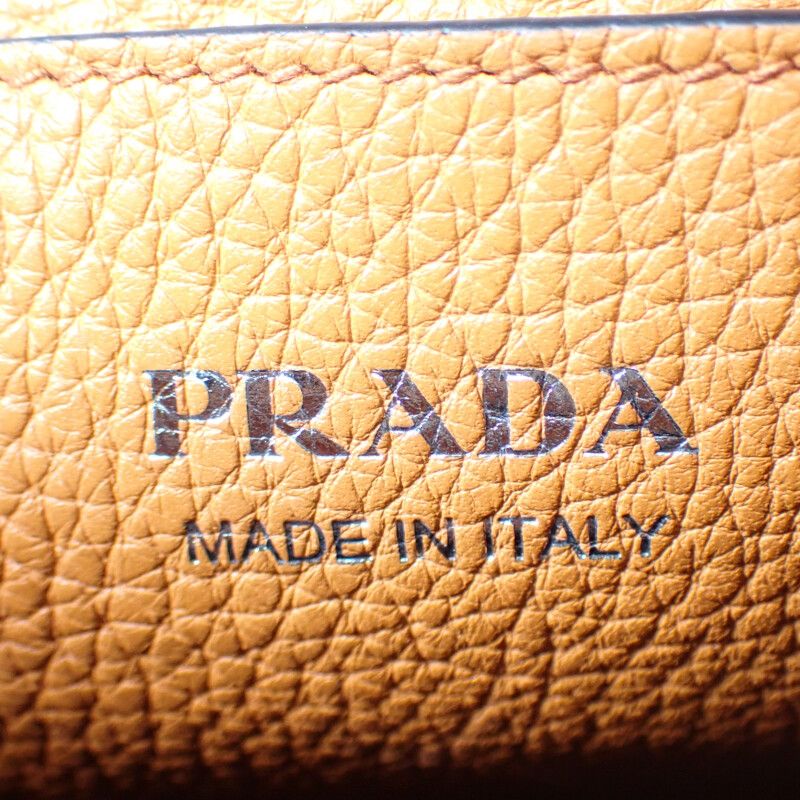 Prada Vittero Dino Soft 1 Bh192 Shoulder Bag Leather Orange Silver Hardware — view 9