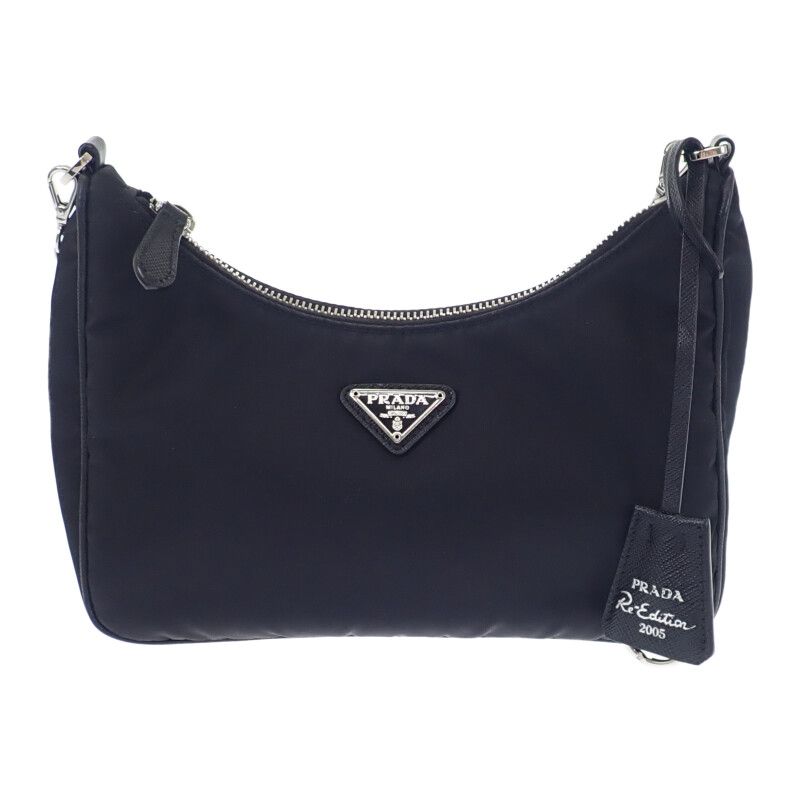 Prada Re-edition 2005 Shoulder Bag Handbag 1 Bh204 2-Way Nylon Black Silver — view 2
