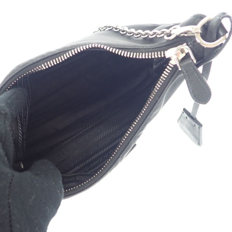 Prada Re-edition 2005 Shoulder Bag Handbag 1 Bh204 2-Way Nylon Black Silver — view 9