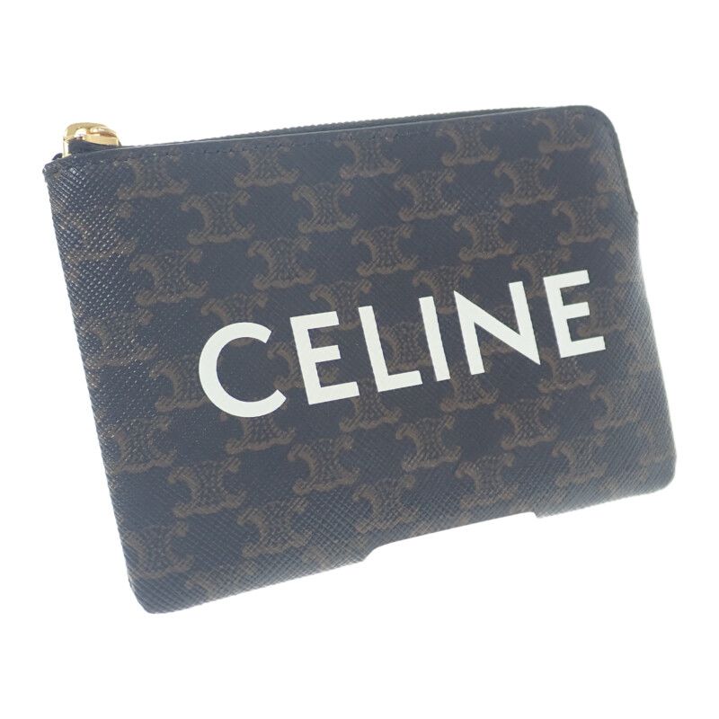 Celine Coin Purse 10 C662 Ca2-38 no Case Triomphe Canvas Black — view 2