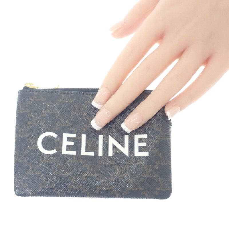 Celine Coin Purse 10 C662 Ca2-38 no Case Triomphe Canvas Black — view 8