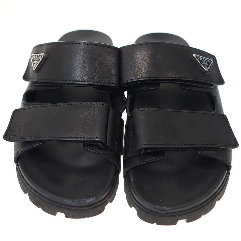 Prada Triangle Lo Velcro Strap Sandals 2 X3129 Black 8 — view 9