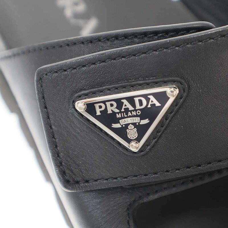 Prada Triangle Lo Velcro Strap Sandals 2 X3129 Black 8 — view 6