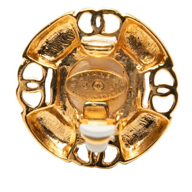 Chanel Vintage Coco Mark Gold Plated Faux Pearl — view 4