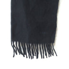 Hermes 100% Cashmere Logo Embroidery Fringe Scarf Navy — view 4