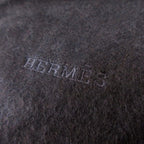 Hermes 100% Cashmere Logo Embroidery Fringe Scarf Navy — view 8