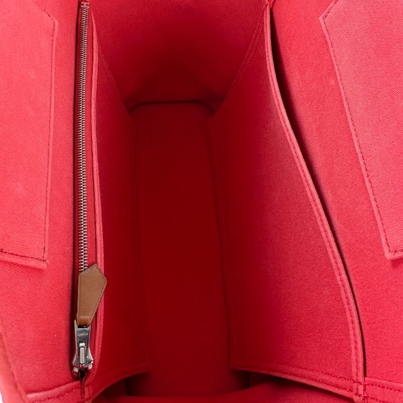 Hermes Cabas UK PM 2-Way Toile Officier Canvas Tote Bag Red — view 6