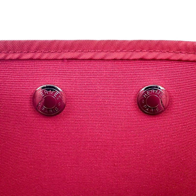 Hermes Cabas UK PM 2-Way Toile Officier Canvas Tote Bag Red — view 9