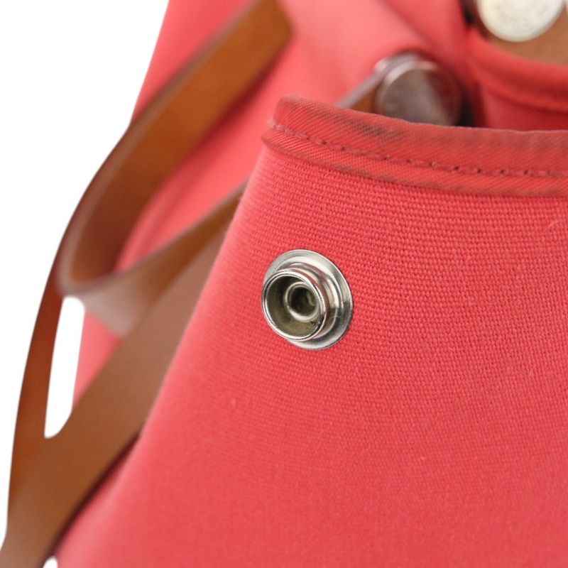 Hermes Cabas UK PM 2-Way Toile Officier Canvas Tote Bag Red — view 8