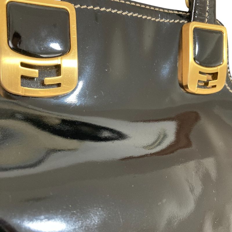 Fendi Chameleon Patent Leather Handbag 8 Black — view 8