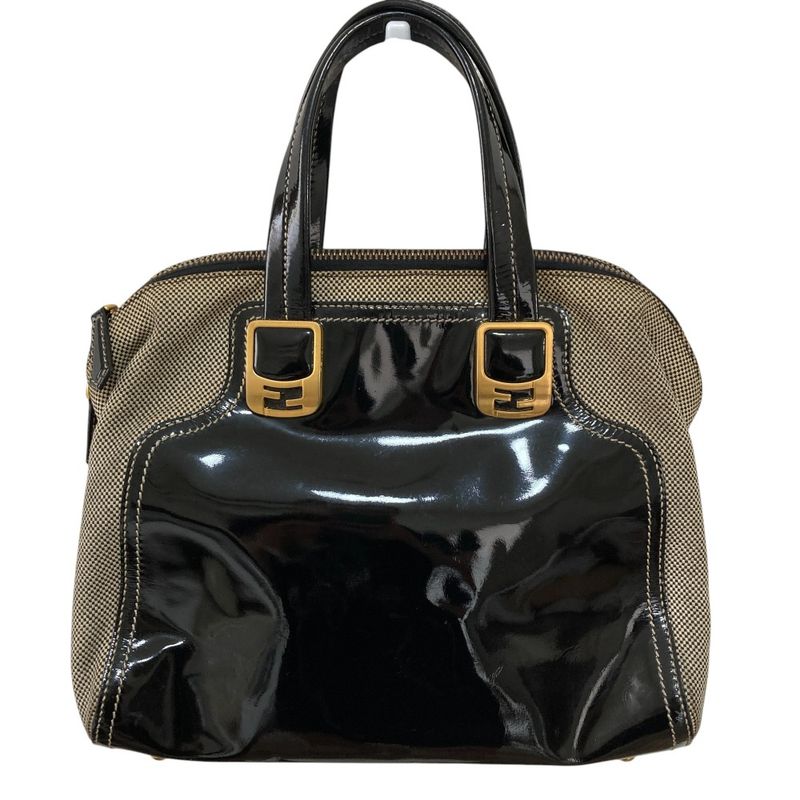 Fendi Chameleon Patent Leather Handbag 8 Black — view 7