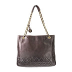 Chanel Quilted Leather Chain Shoulder Bag Brown Gold Color Hardware — view 2