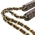 Chanel Quilted Leather Chain Shoulder Bag Brown Gold Color Hardware — view 9