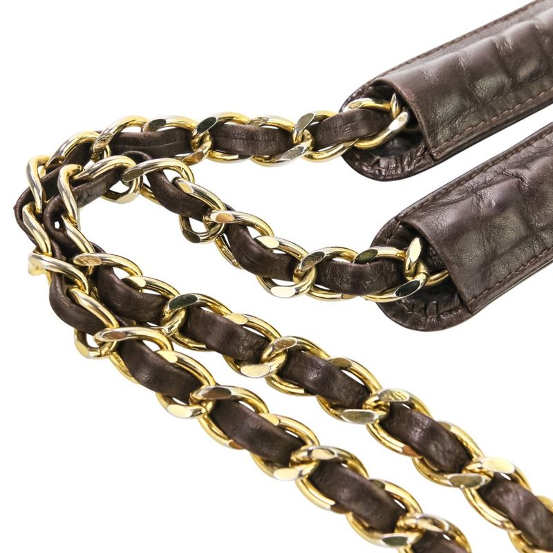 Chanel Quilted Leather Chain Shoulder Bag Brown Gold Color Hardware — view 9