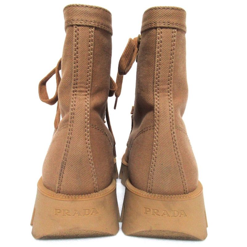 Prada Lace Up Combat Boots Short 35.5 Brown — view 3