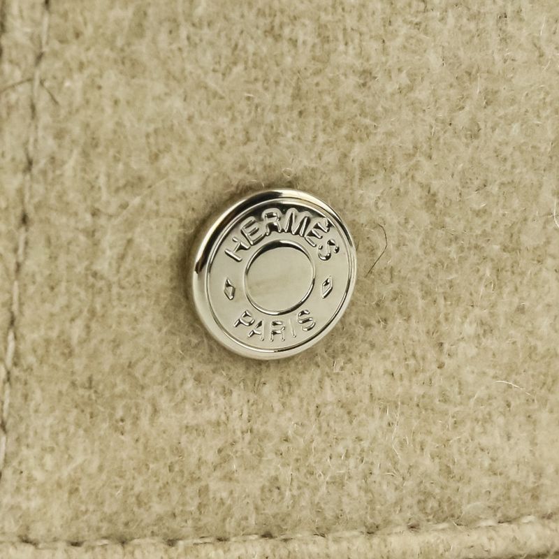 Hermes Cashmere Calvi Serie Button Bucket Hat N Size 56 Beige — view 9