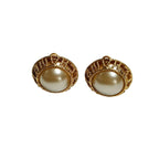 Chanel Vintage Faux Pearl Circle Clip Earrings Gold 94A — view 4