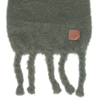 Loewe Anagram Patch Mohair Knit Fringe Scarf X28 Dusty Olive — view 3