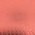 Hermes 100% Cashmere Logo Embroidery Large Scarf Pink Orange — view 2