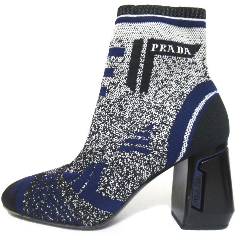 Prada Knit Sock Boots Ankle Short Size 36.5 Black — view 2
