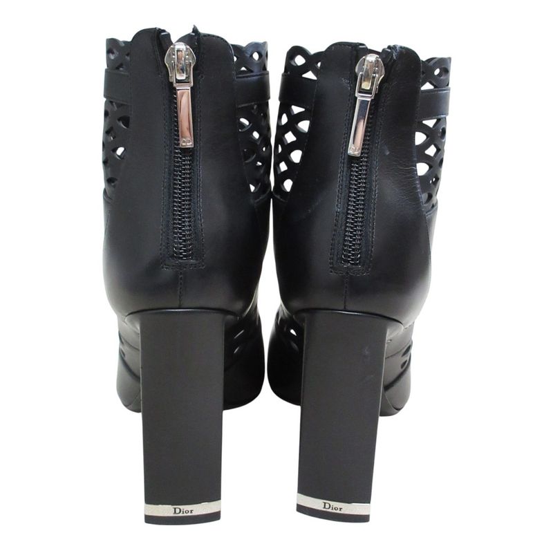 Christian Dior Tattoo Cutwork Open Toe Leather Booties Sandals 35 1/2 D Equivalen — view 3
