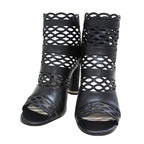 Christian Dior Tattoo Cutwork Open Toe Leather Booties Sandals 35 1/2 D Equivalen — view 5