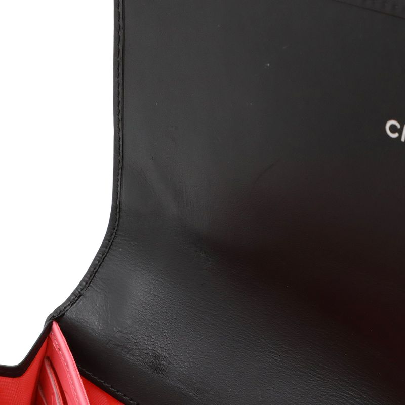 Chanel Cambon Line Coco Long Bifold Wallet Soft Calf Leather Enamel Black Pink — view 7
