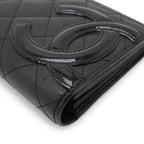 Chanel Cambon Line Coco Long Bifold Wallet Soft Calf Leather Enamel Black Pink — view 4
