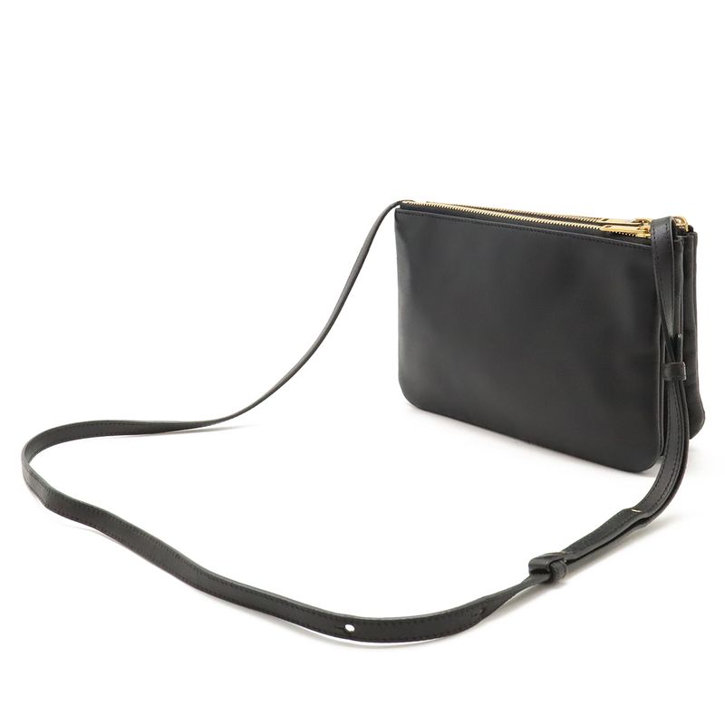 Celine Trio Small Shoulder Pouch Pochette Crossbody Leather Black — view 2