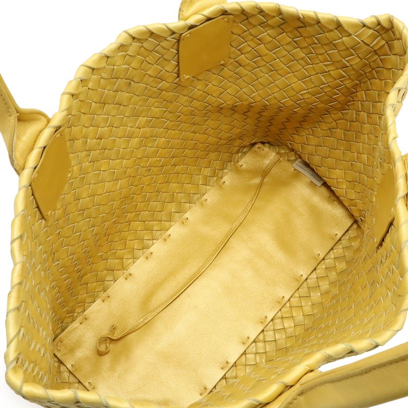 Bottega Veneta Intrecciato Cabas PM Tote Bag Leather Yellow — view 8