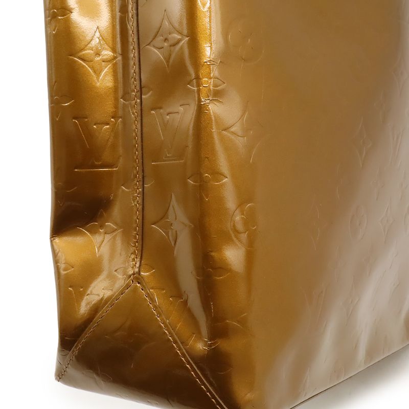 Louis Vuitton Monogram Vernis Reed MM Tote Handbag Enameled Calf Bronze Brown — view 7