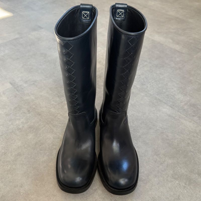 Bottega Veneta Intrecciato Long Boots Leather Dark Navy 35 1 2 — view 4