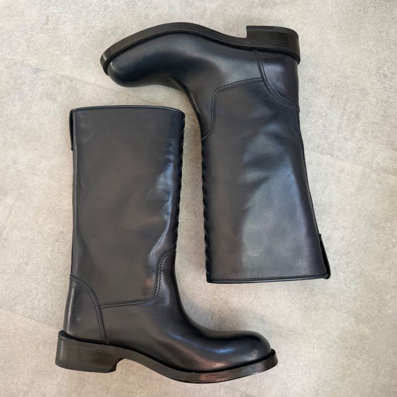 Bottega Veneta Intrecciato Long Boots Leather Dark Navy 35 1 2 — view 2