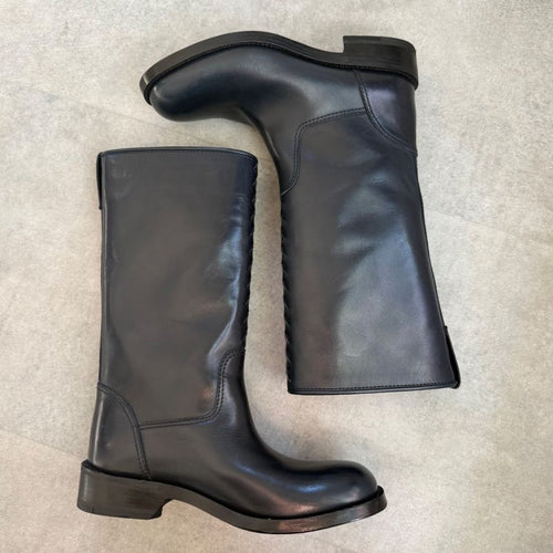 Bottega Veneta Intrecciato Long Boots Leather Dark Navy 35 1 2 — view 2
