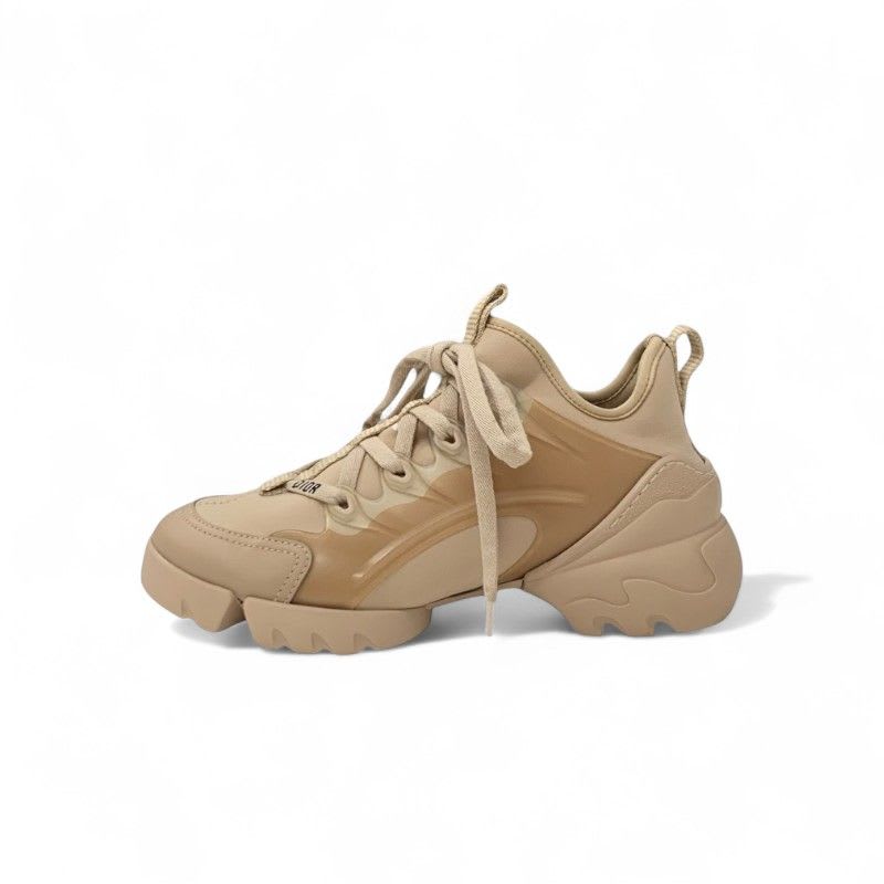 Christian Dior D-connect Sneakers Shoes Rubber Fabric Leather Pink Beige Logo — view 3