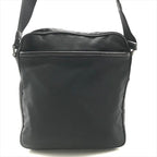 Prada Nylon Tessuto Leather Logo Triangle Shoulder Bag Black — view 2