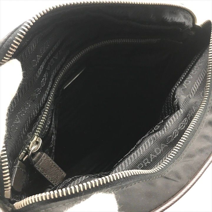 Prada Nylon Tessuto Leather Logo Triangle Shoulder Bag Black — view 8