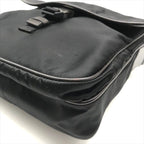 Prada Nylon Tessuto Leather Logo Triangle Shoulder Bag Black — view 5