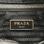 Prada Nylon Tessuto Leather Logo Triangle Shoulder Bag Black — view 9