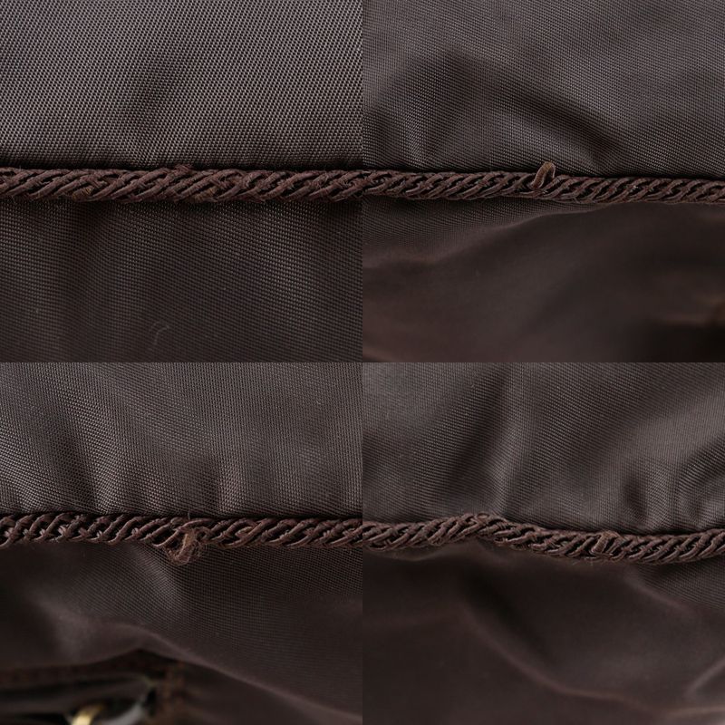 Prada Beaded Logo B3763 Nylon Brown Handbag — view 8