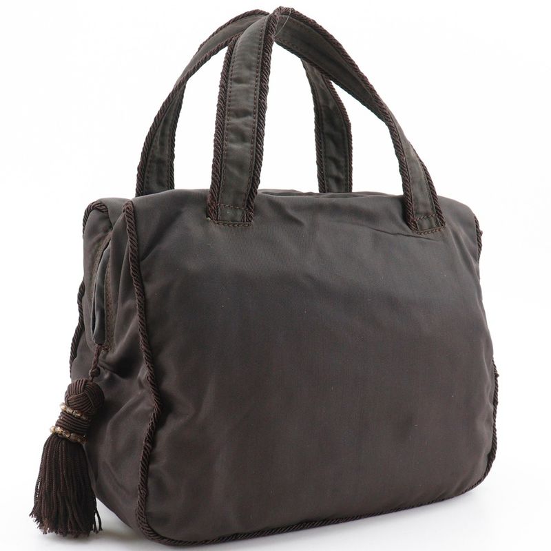 Prada Beaded Logo B3763 Nylon Brown Handbag — view 3