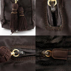 Prada Beaded Logo B3763 Nylon Brown Handbag — view 9
