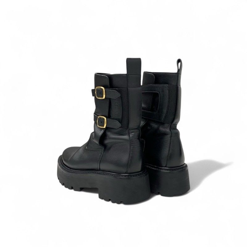 Celine Boots Short Shoes Leather Black Bulky Buckle — view 4