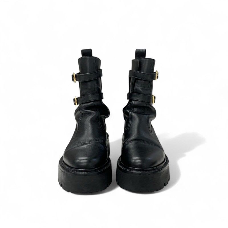 Celine Boots Short Shoes Leather Black Bulky Buckle — view 2
