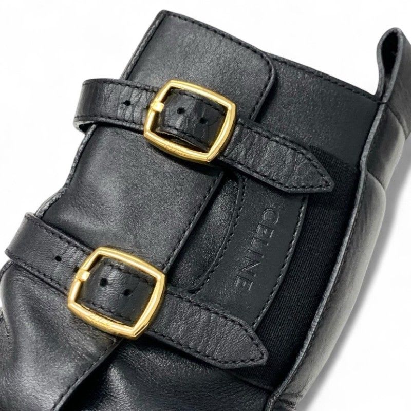 Celine Boots Short Shoes Leather Black Bulky Buckle — view 9