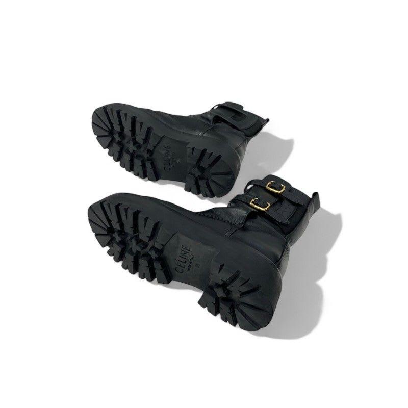 Celine Boots Short Shoes Leather Black Bulky Buckle — view 6