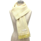 Hermes Leather Patch Scarf Wavy Double Face Cashmere Yellow — view 2